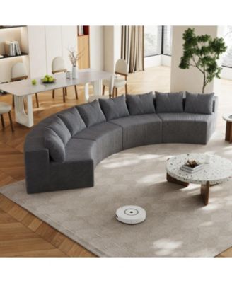 Corduroy Curved Sectional Sofa with 8 Pillows (4 Modules)