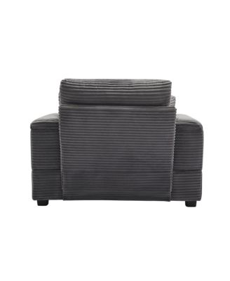 Streamdale Corduroy Chaise Lounge Sofa w/ Ottoman, Storage & Cupholders
