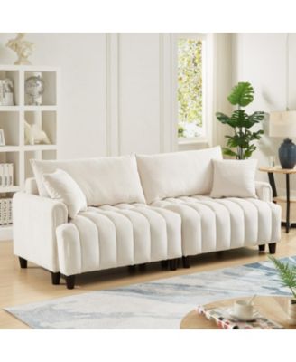 83" Futon Sofa Bed with Pillows, Convertible Sleeper, Beige