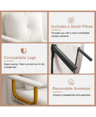 Folding Sofa Bed 3-in-1 Convertible Chair - Adjustable Backrest (White)