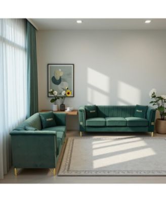  Cream Velvet Tufted Sofa Set - Modern Comfort & Style