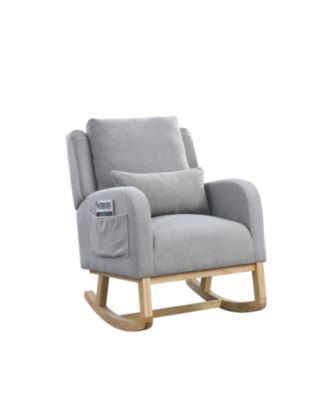 27.5" Modern Accent Rocker Armchair with Lumbar Pillow & Pockets