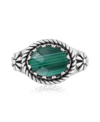 Sterling Silver Malachite East West Ring