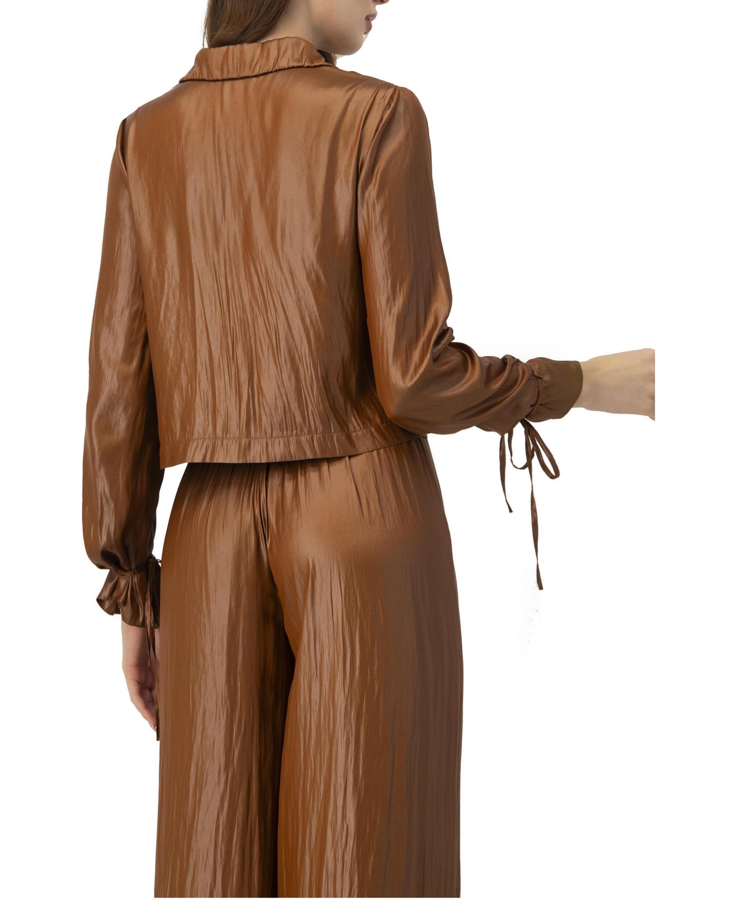 Женская рубашка Ivonne Two Button with Sleeve Ties, цвет: Коричневый — фото 2