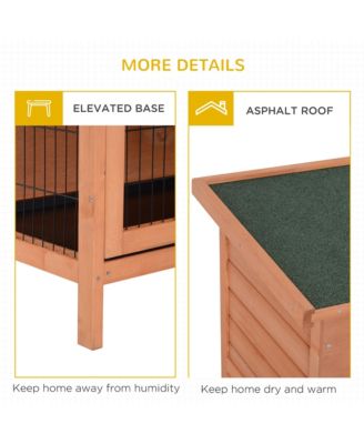 Wooden Bunny Cage w/ Dividers and Pull Out Trays for Outdoors,