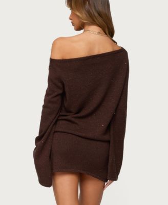 Women's Off Shoulder Sequin Knit Mini Dress