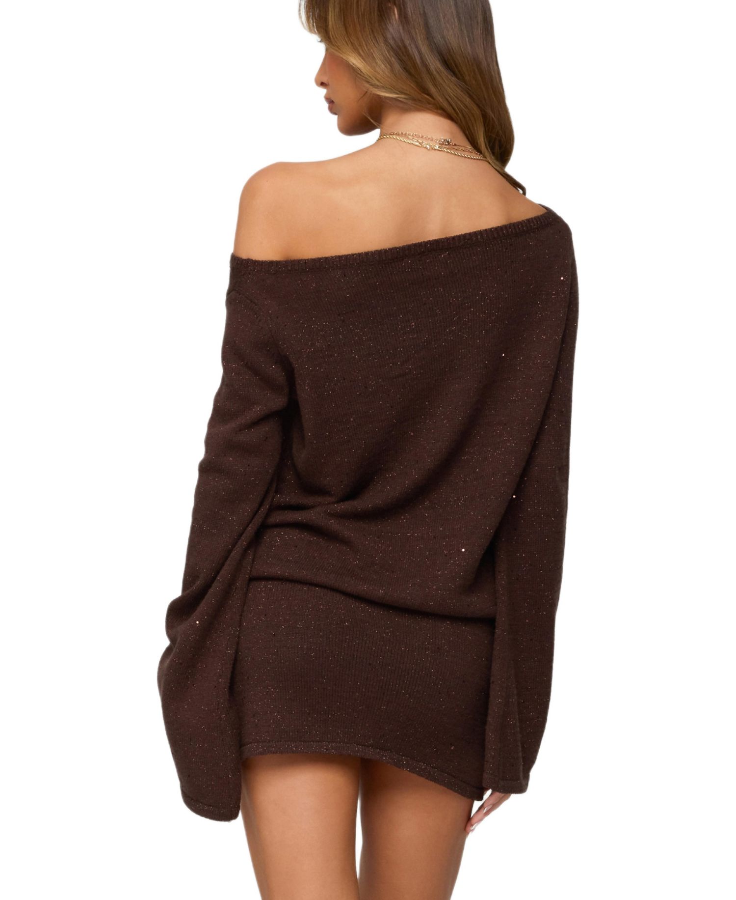 Women's One Shoulder Sequin Knit Mini Dress