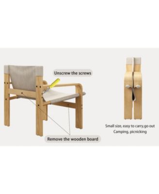 Oak Accent Lounge Chair - Washable Linen White