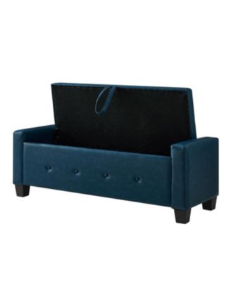 48" Storage Ottoman Bench - Tufted Faux Leather PU Blue