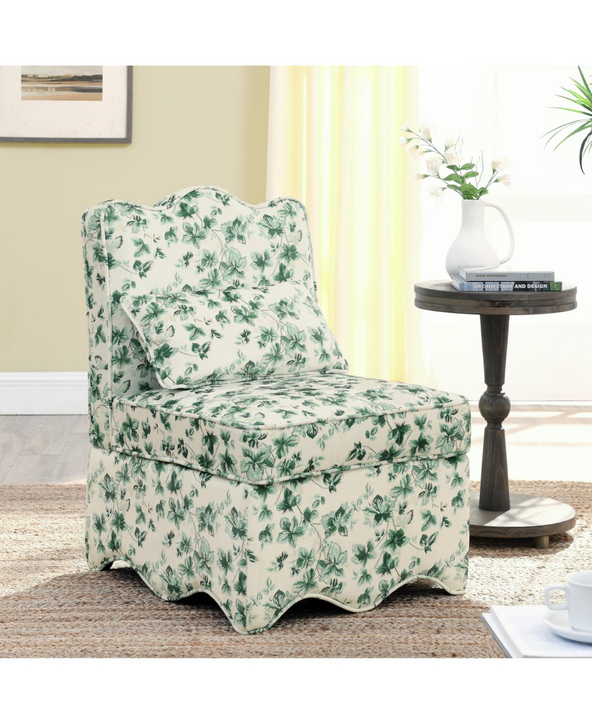 Streamdale Furniture Flannel Dining Chair - Soft Seat & Back Lumbar Pillow Living Room - Green