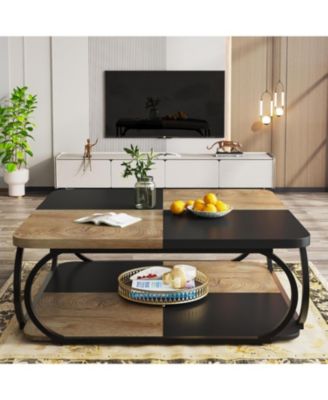 2-Tier Low Coffee Tables, with Metal Frame