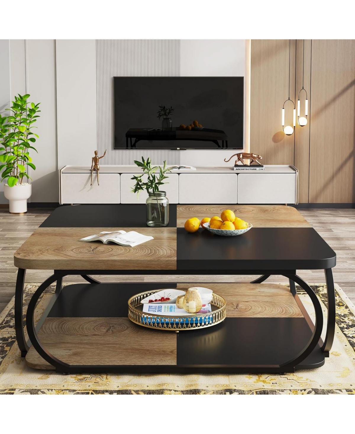 Tribesigns 2-Tier Low Coffee Tables, with Metal Frame