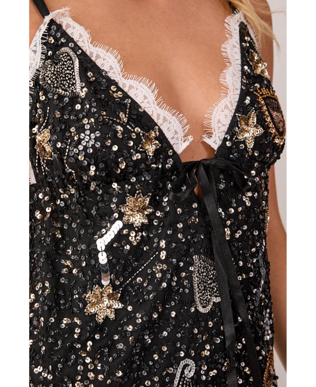 Nasty Gal Women's Tattoo Heart Lace Trim Mini Dress