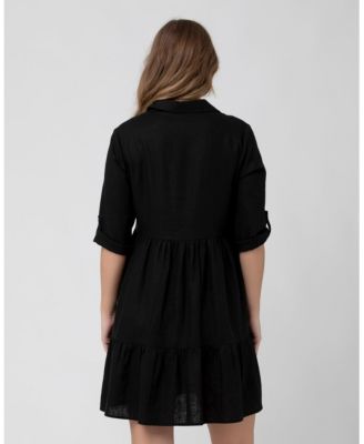 Maternity Adel Button Linen Dress