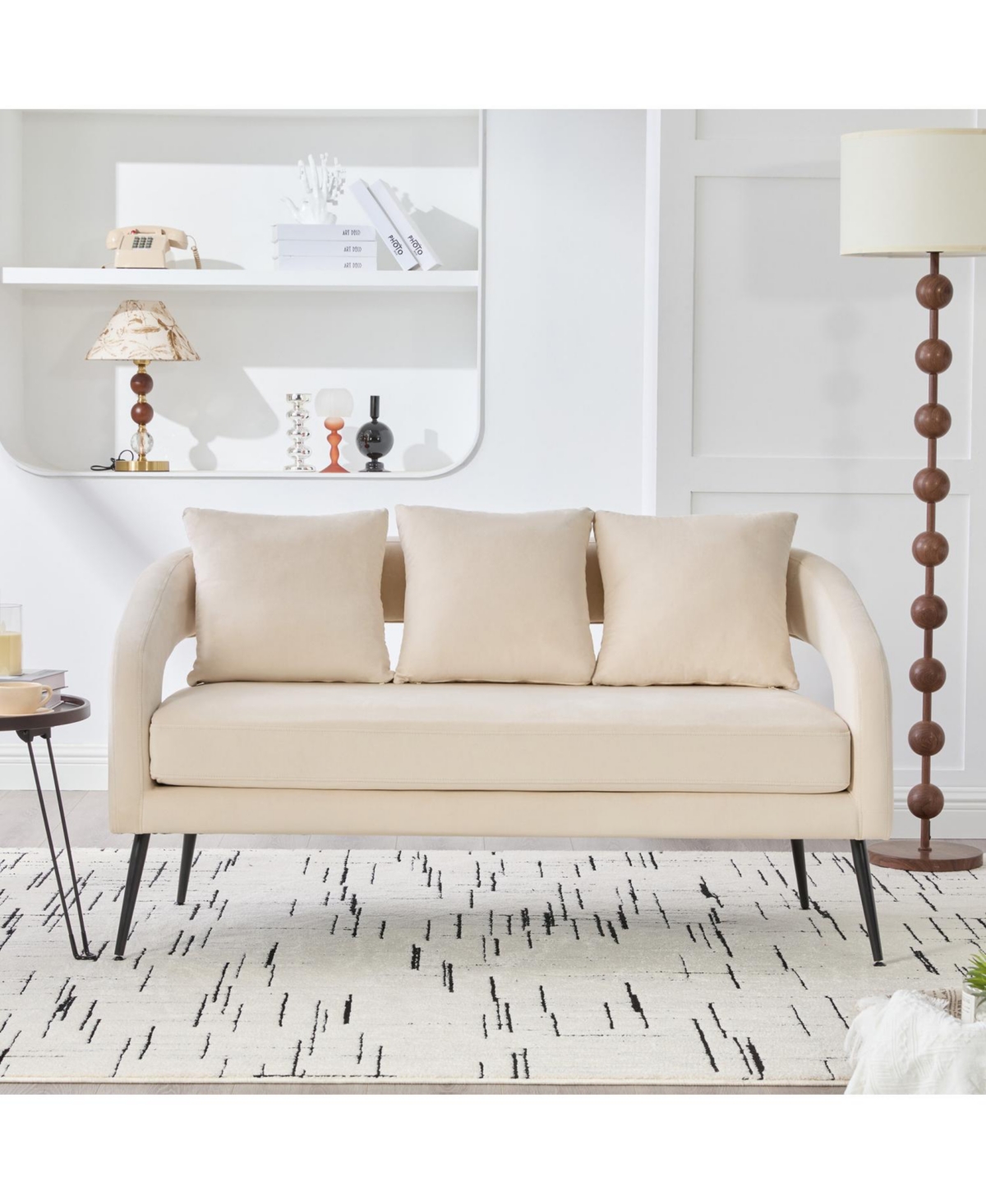 Streamdale Furniture Velvet Loveseat Settee with Pillows