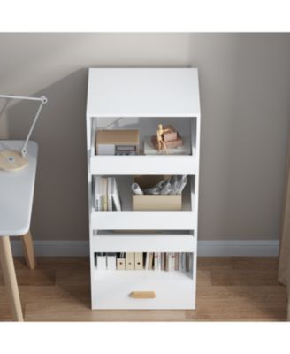 Streamdale 4-Tier Freestanding Bookshelf with 3 Sliding Drawers and 1 Bottom Drawer