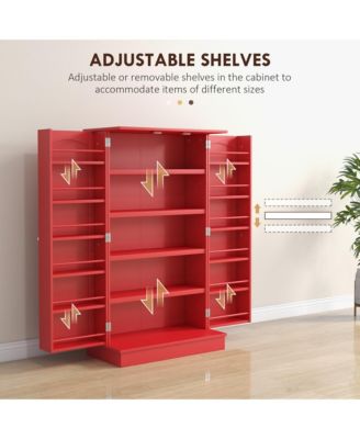 Kitchen Pantry Storage Cabinet w/ 5-tier Shelving, 12 Spice Racks