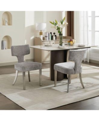 Set of 2 Mid Century Modern Chenille Dining Chairs