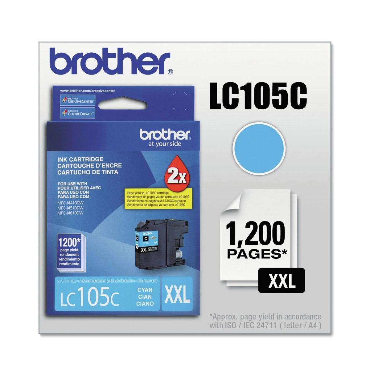 Brother LC105C Innobella 1,200 Page-Yield Super High-Yield Ink - Cyan