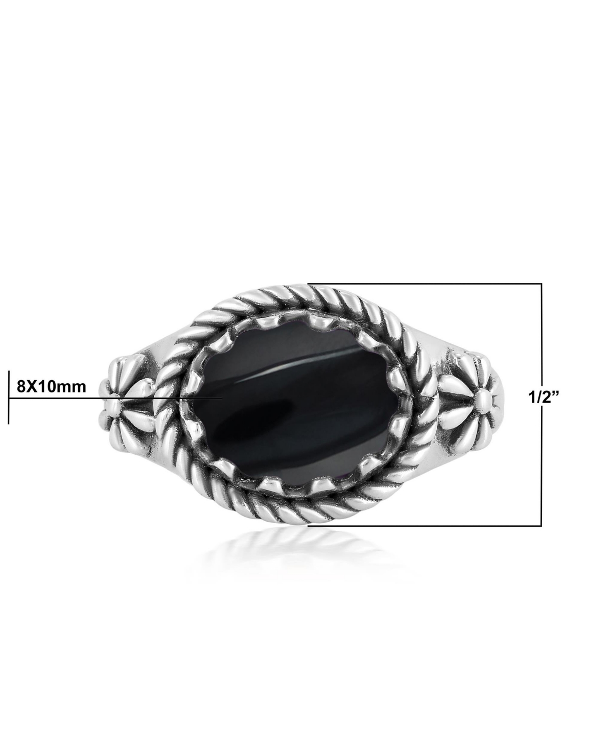American West Jewelry Sterling Silver Black Onyx East West Ring