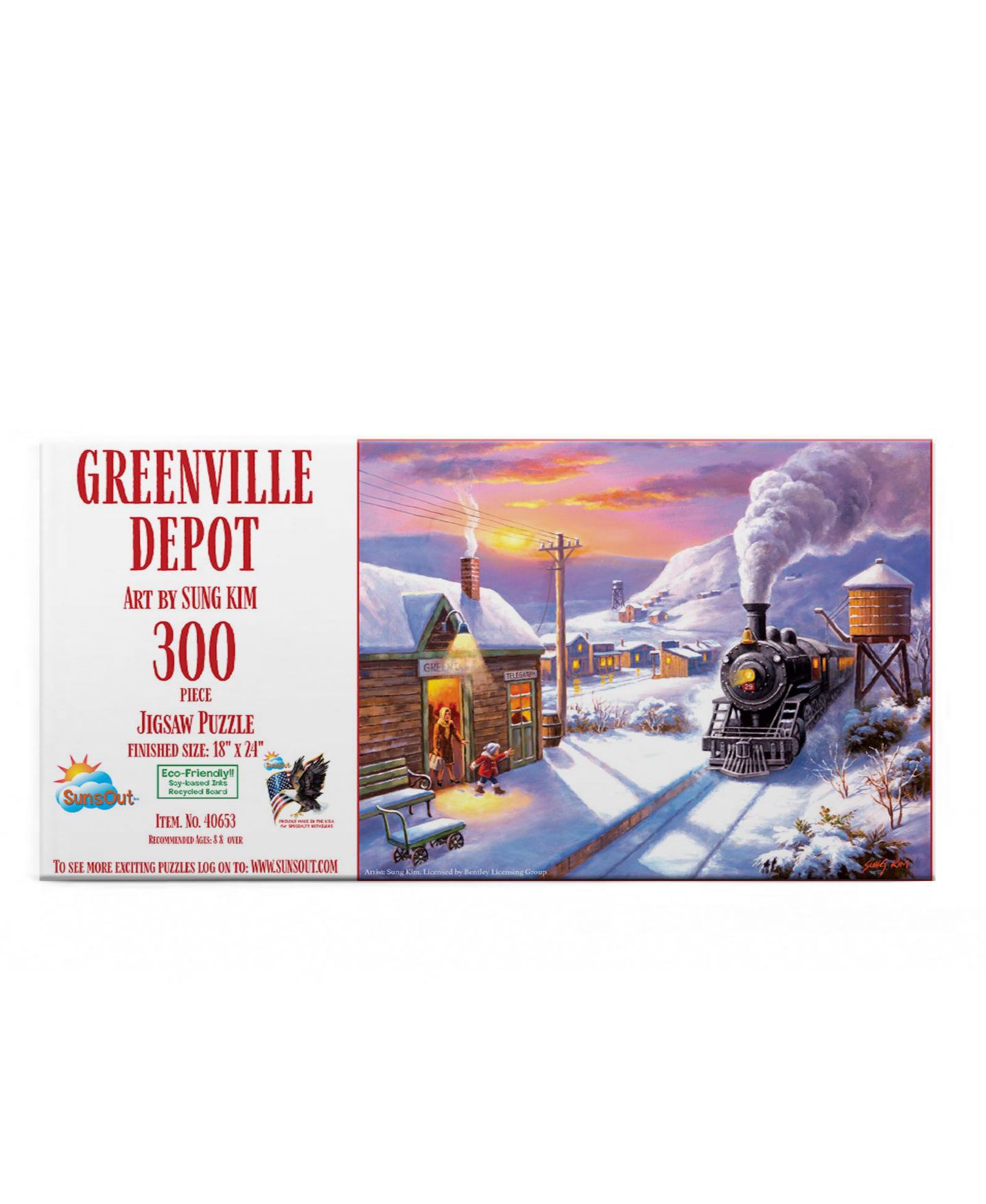 Детский пазл SunsOut Greenville Depot Train-Themed 300 Piece Jigsaw Puzzle, от 15 лет — фото 2
