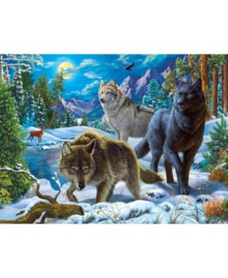 Wolves on a Snowy Night 1000 piece Jigsaw Puzzle for Adults