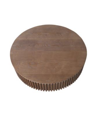31.5" Round Walnut Coffee Table with Storage