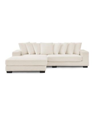 Corduroy Tufted Sleeper Sectional Sofa, L-Shaped Modular Convertible