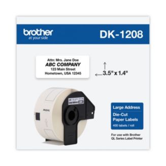 Brother DK1208 1.4 in. x 3.5 in. Die-Cut Address Labels - White (1-Roll ...