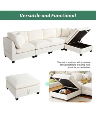 Modular Sofa with Ottoman & Cup Holders (5-Seater)