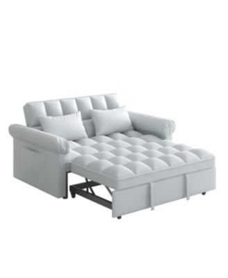 Loveseats Sofa Bed with Pull-out Bed, Adjsutable Back-Light grey