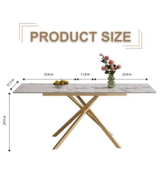 59" Expandable Sintered Stone Dining Table