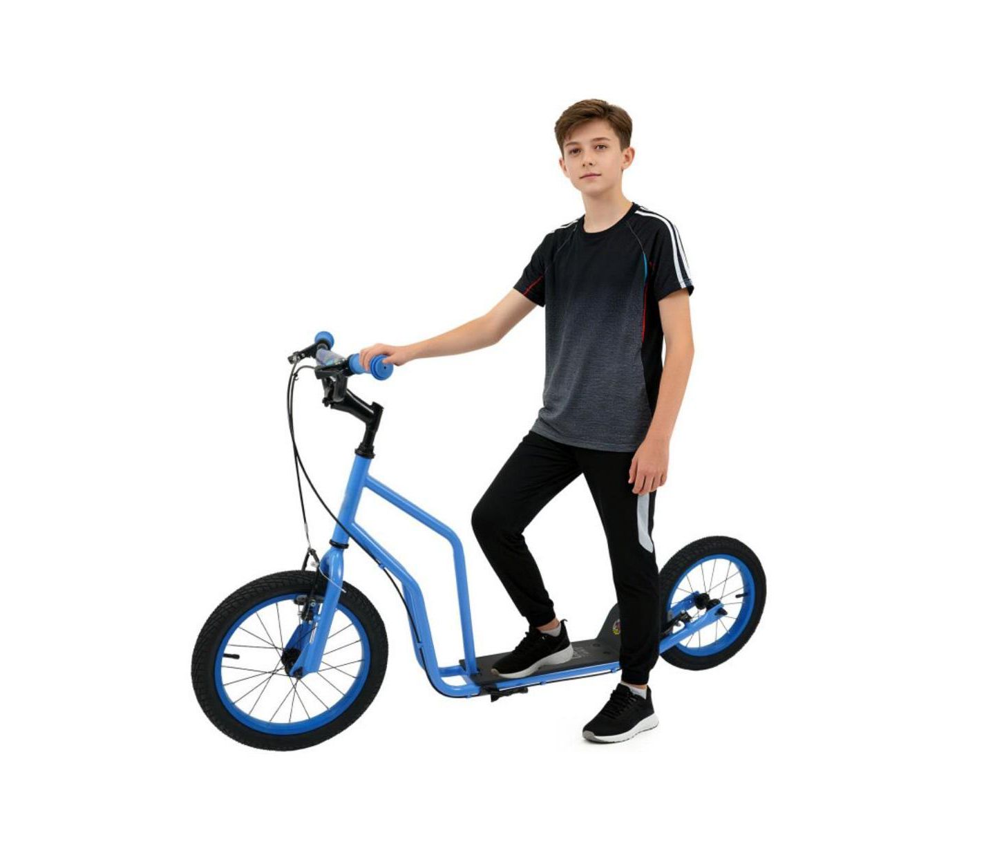 Детская игрушка HONGGE Youth Kick Scooter with Adjustable Handlebar and Inflatable Tires, 110 lbs Capacity, Ages 8+, цвет: Синий — фото 2