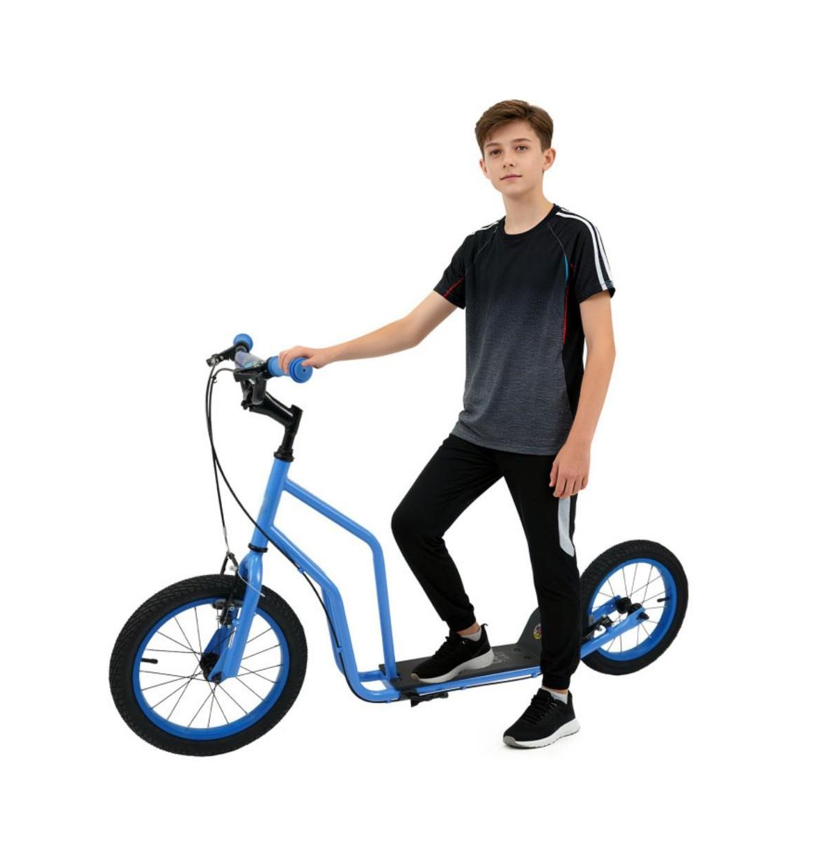 Hongge Youth Scooter with Adjustable Handlebar and Inflatable Wheels