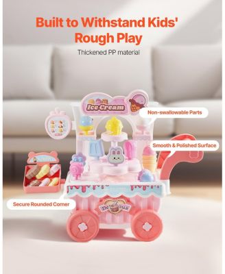 Kids Ice Cream Cart Pretend Play Set with 27 Accessories