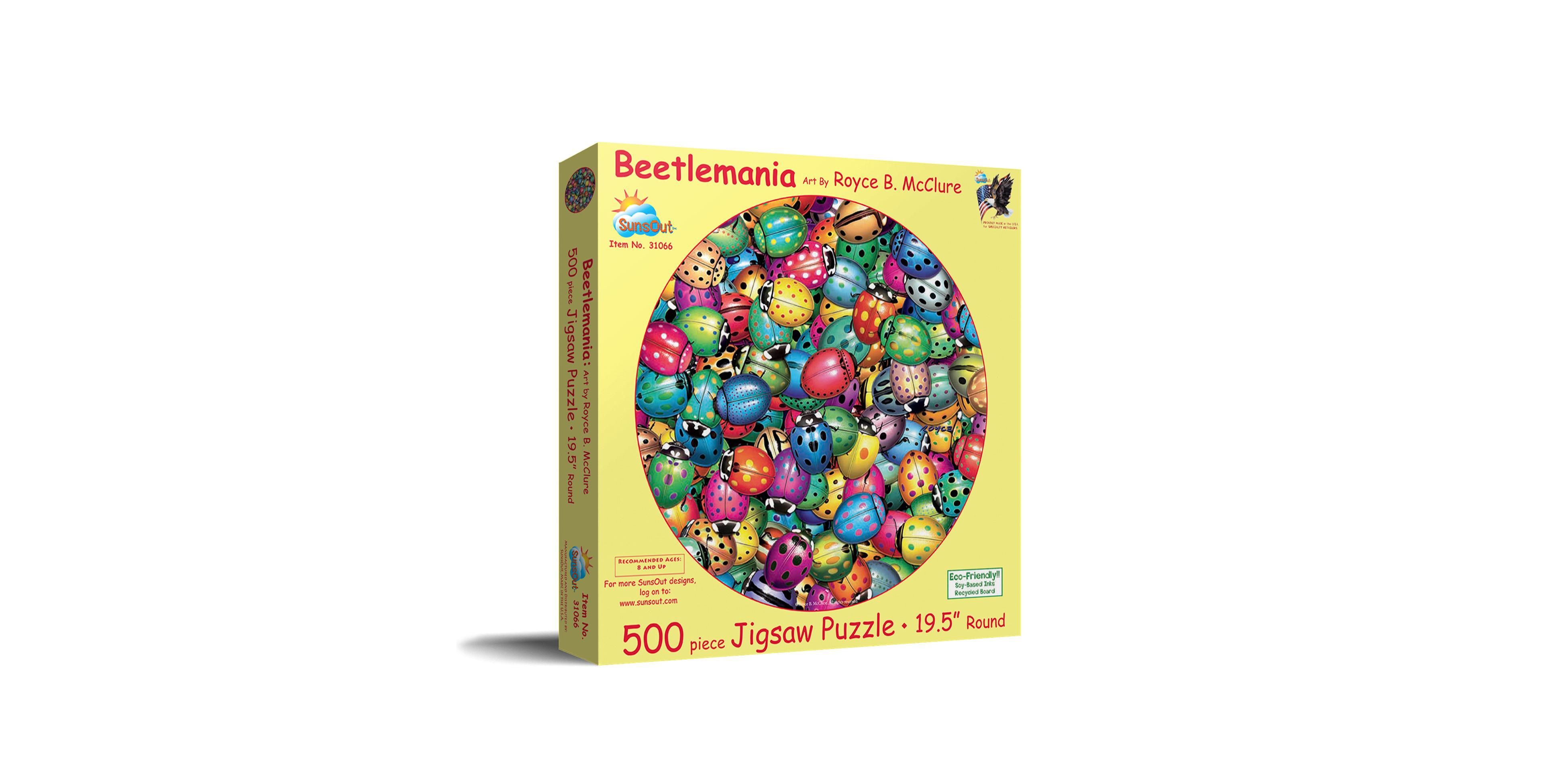 Sunsout Beetles Round Mania 500-Piece Jigsaw Puzzle, Ages 15+