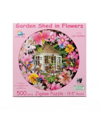 Garden Shed in Flower 500 piece Jigsaw Puzzle for Adults Round