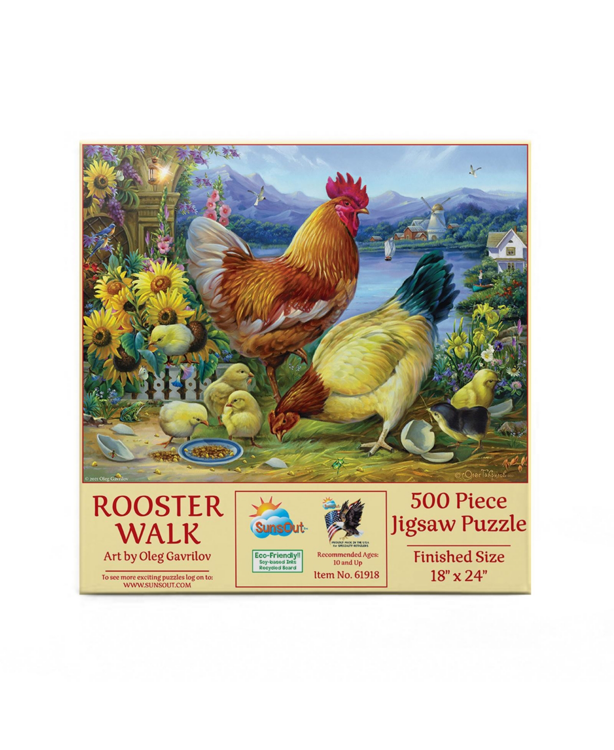 SunsOut Rooster Walk 500 piece Jigsaw Puzzle for Adults