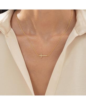 14k Gold Plated Elowen Horizontal Cross Necklace Holiday Gift Guide
