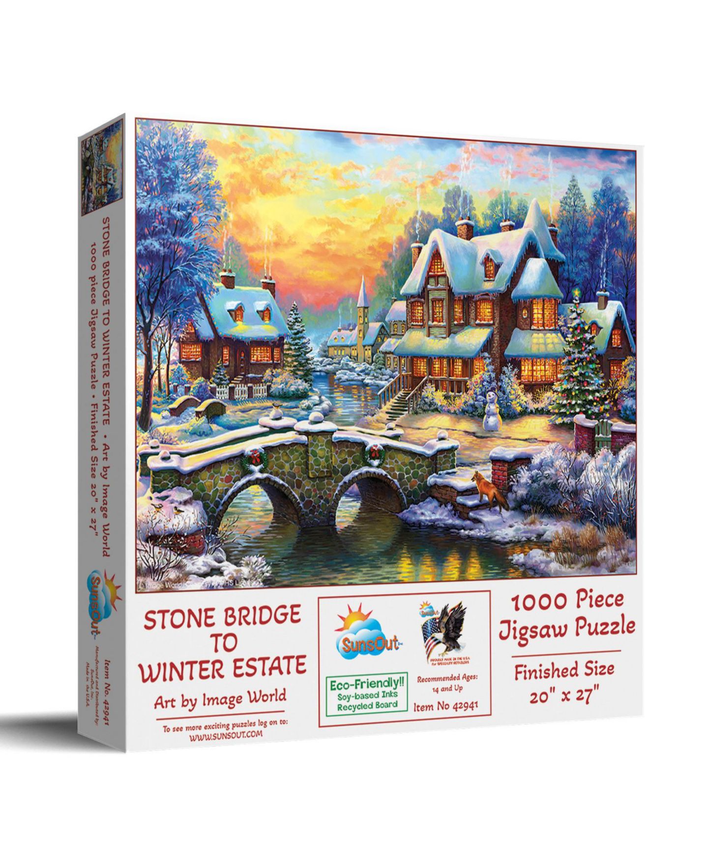 Детский пазл SunsOut Stone Bridge to Winter Estate 1000 Piece Jigsaw Puzzle, Ages 15+ — фото 1