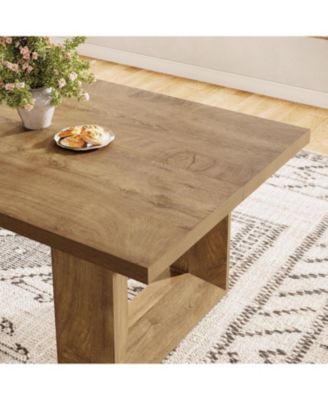 Farmhouse Dining Table for 6-8, 63-Inch Rectangle Kitchen Table with Strong Geometric Frame