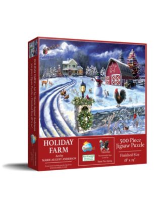 SunsOut Holiday Farm Road 500 piece Jigsaw Puzzle for Adults Christmas ...