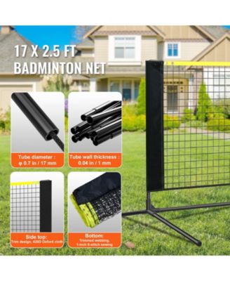 Adjustable Badminton and Volleyball Net, ft Foldable Pickleball Net with Poles, Stand and Carry Bag for Backyard Indoor Outdoor