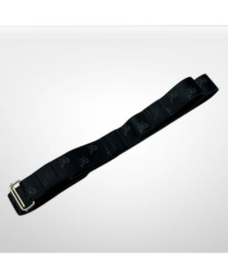 - I AM - Leather Monogram Yoga Strap, Black with Gold Accents