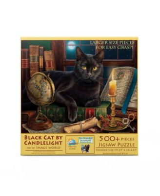 Black Cat by Candlelight 500 piece Jigsaw Puzzle for Adults Large Pieces