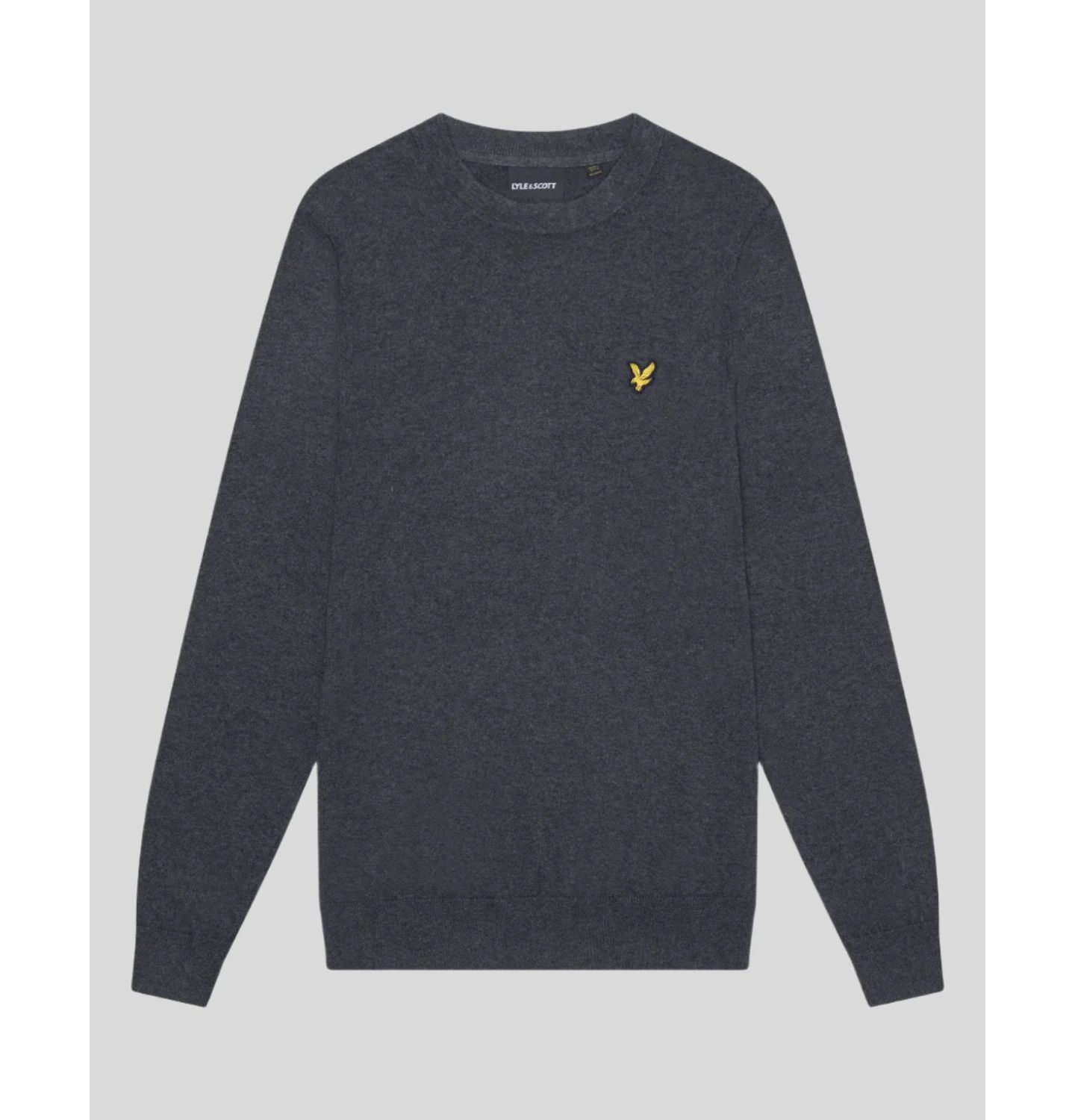 Мужской свитер Lyle & Scott Cotton Merino Crew Neck, цвет: Угольный меланжевый — фото 5