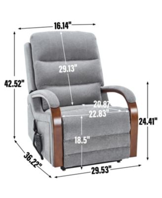 Power Grey Chenille Lift Recliner w/ Heat & Massage