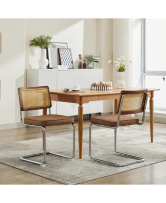 Mid Century Modern Cane Back Dining Chairs - Set of 2, Coffee
