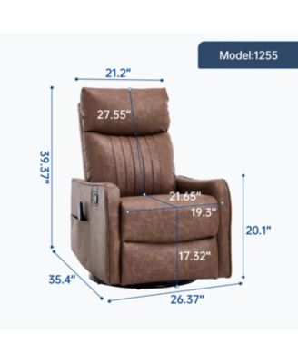 Brown Heat Massage Rocker Swivel Recliner