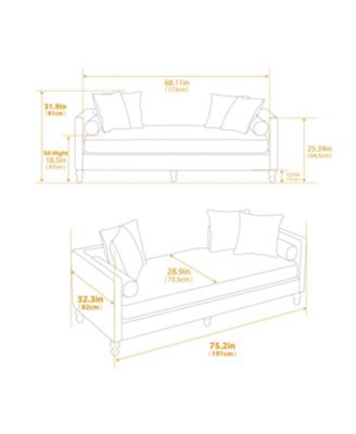 Upholstered Chaise Lounge Sleeper Sofa Daybed with Pillows